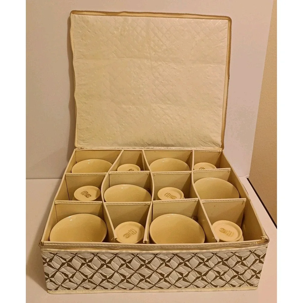 Vtg Lenox Snow Lily Discontinued China Set Of 12 Coffee/Tea Cups w/ Storage Case